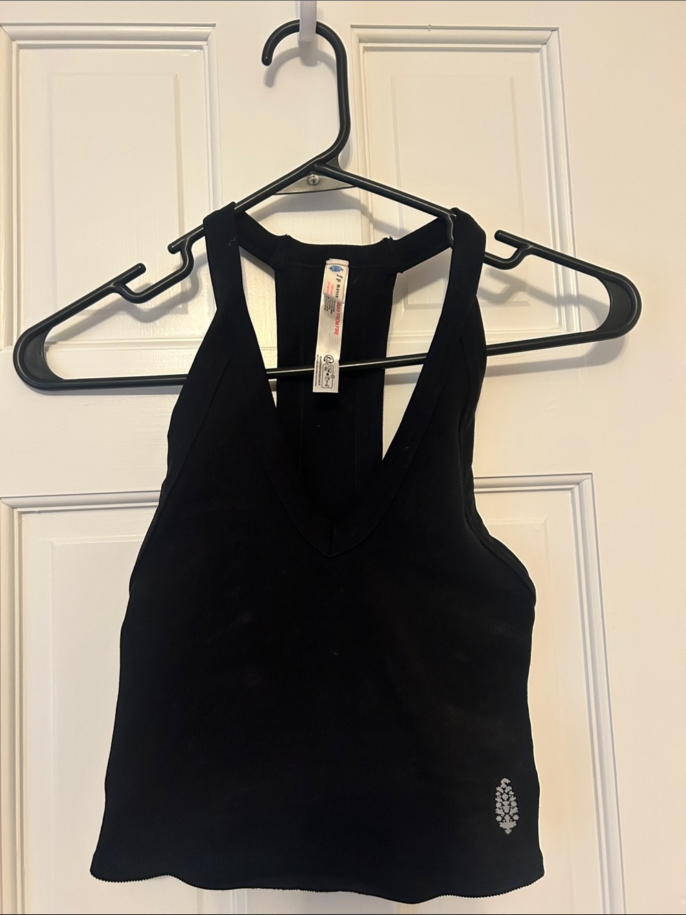FP Movement by Free People Black Ribbed Racerback Crop Tank